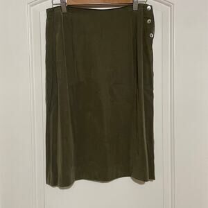 NWT TimBukTu Station 100% Tencel Olive Green Midi Skirt Size 2 Vintage